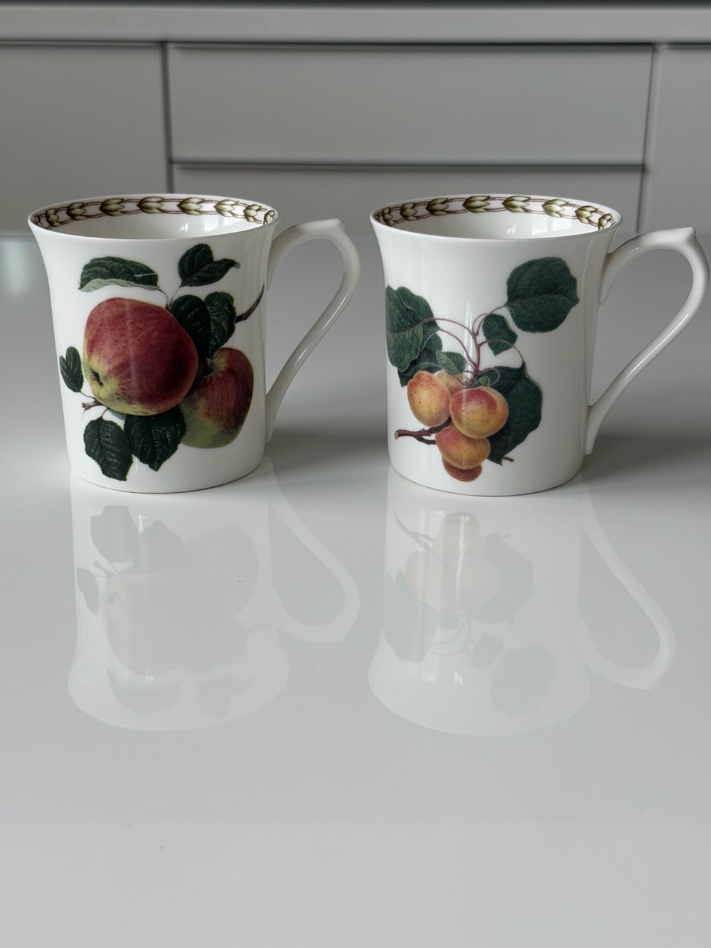 Queen’s Hooker’s Fruit Apple & Peach Fine Bone China Coffee Mugs - Set Of 2